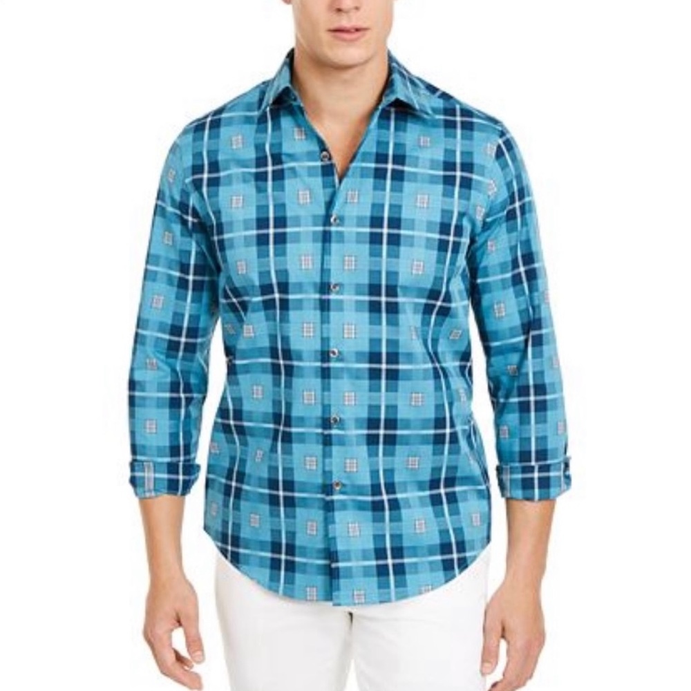 Tasso elba men stretch box shirts size L new